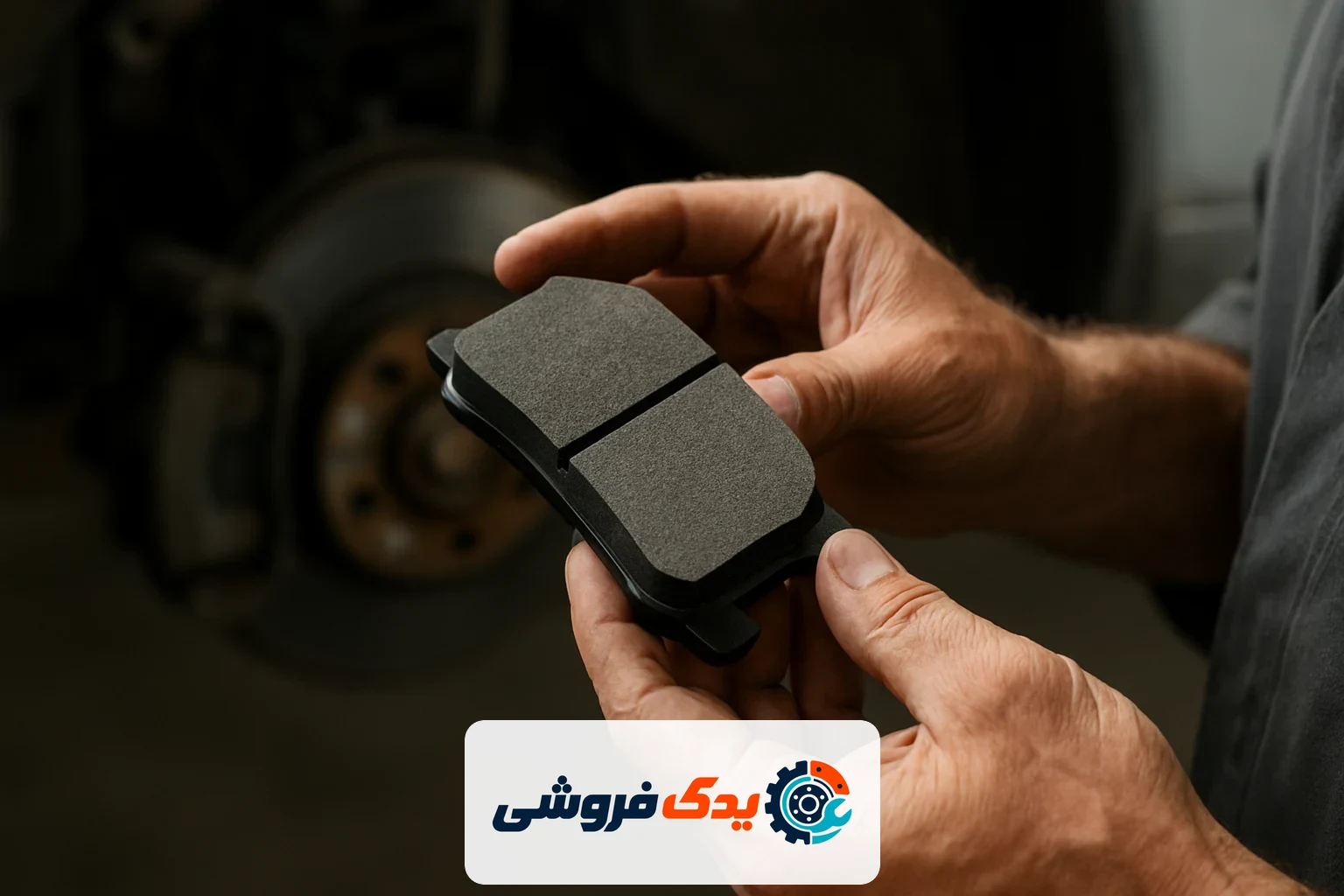 مکانیکی در حال بررسی دقیق یک قطعه یدکی جدید خودرو برای اطمینان از کیفیت و اصالت