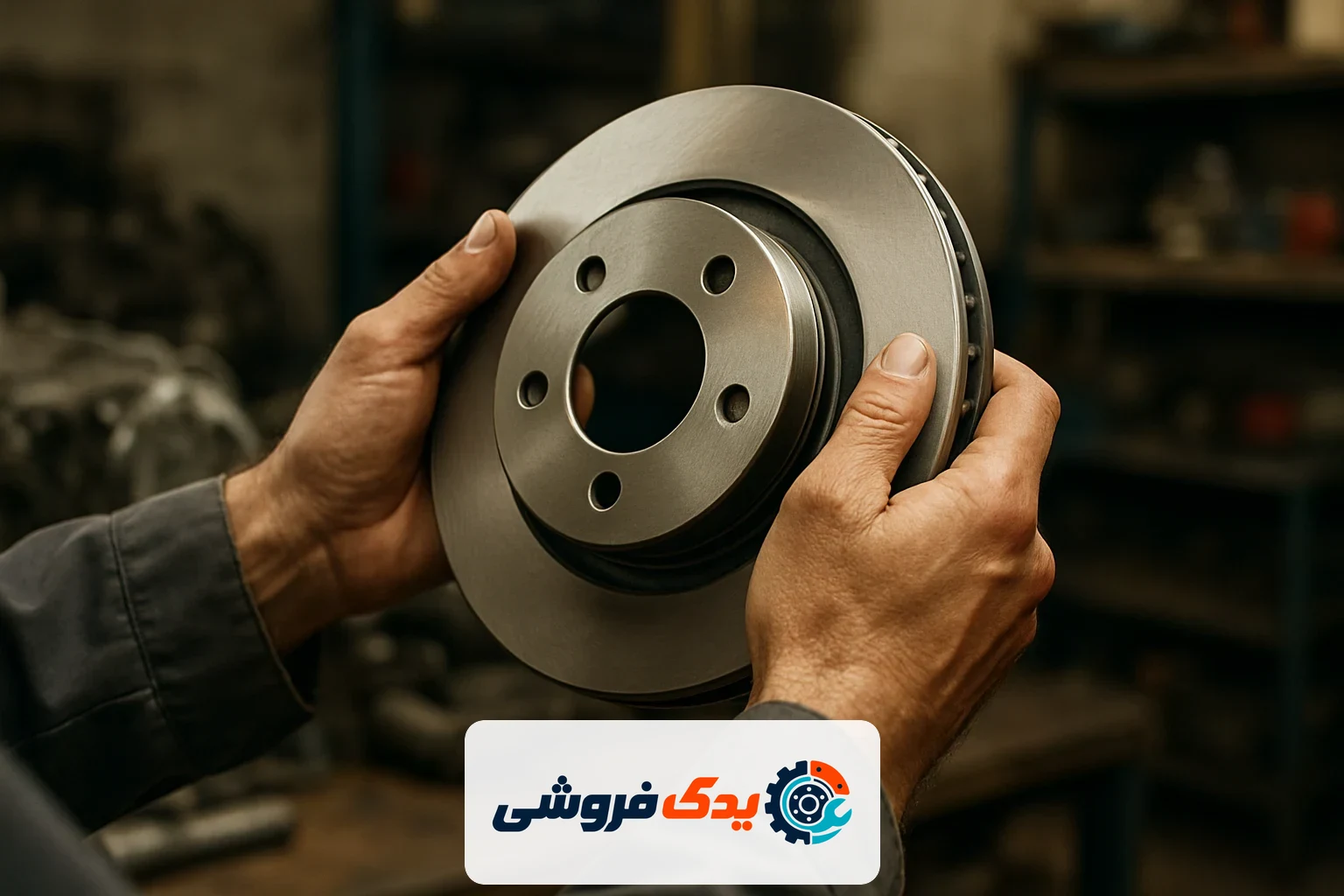 تصویر نزدیک از دستهای مکانیکی که یک قطعه یدکی را برای بررسی اصالت معاینه میکنند